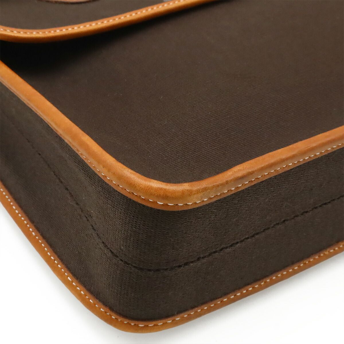 Hermes Buenaventura MM Toile Officier Leather Briefcase