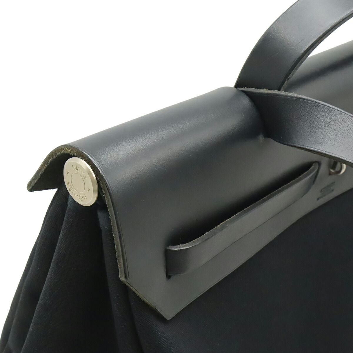 Hermes Herbag MM Canvas Leather Handbag