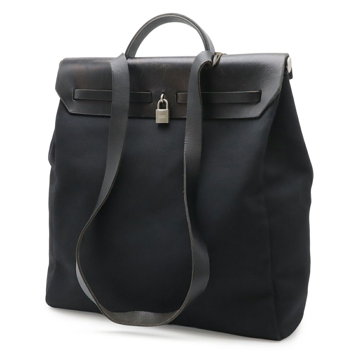 Hermes Herbag MM Toile Officier Leather 2way bag