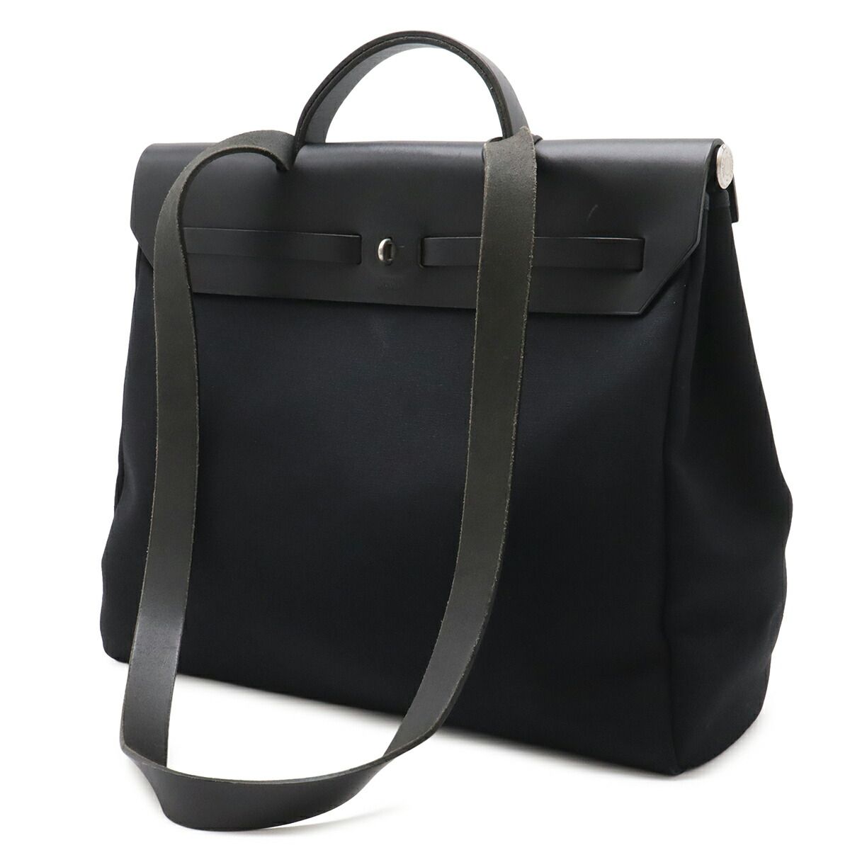 Hermes Herbag MM Toile Officier Leather 2way bag