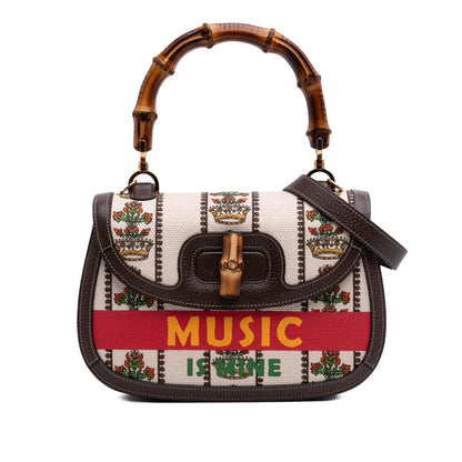 Gucci 100th Anniversary Medium Canvas 1947 Bamboo Top Handle Bag