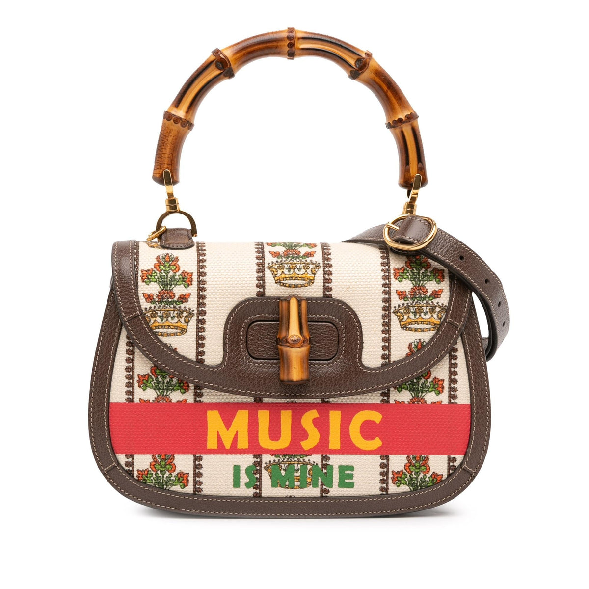 Gucci 100th Anniversary Medium Canvas 1947 Bamboo Top Handle Bag