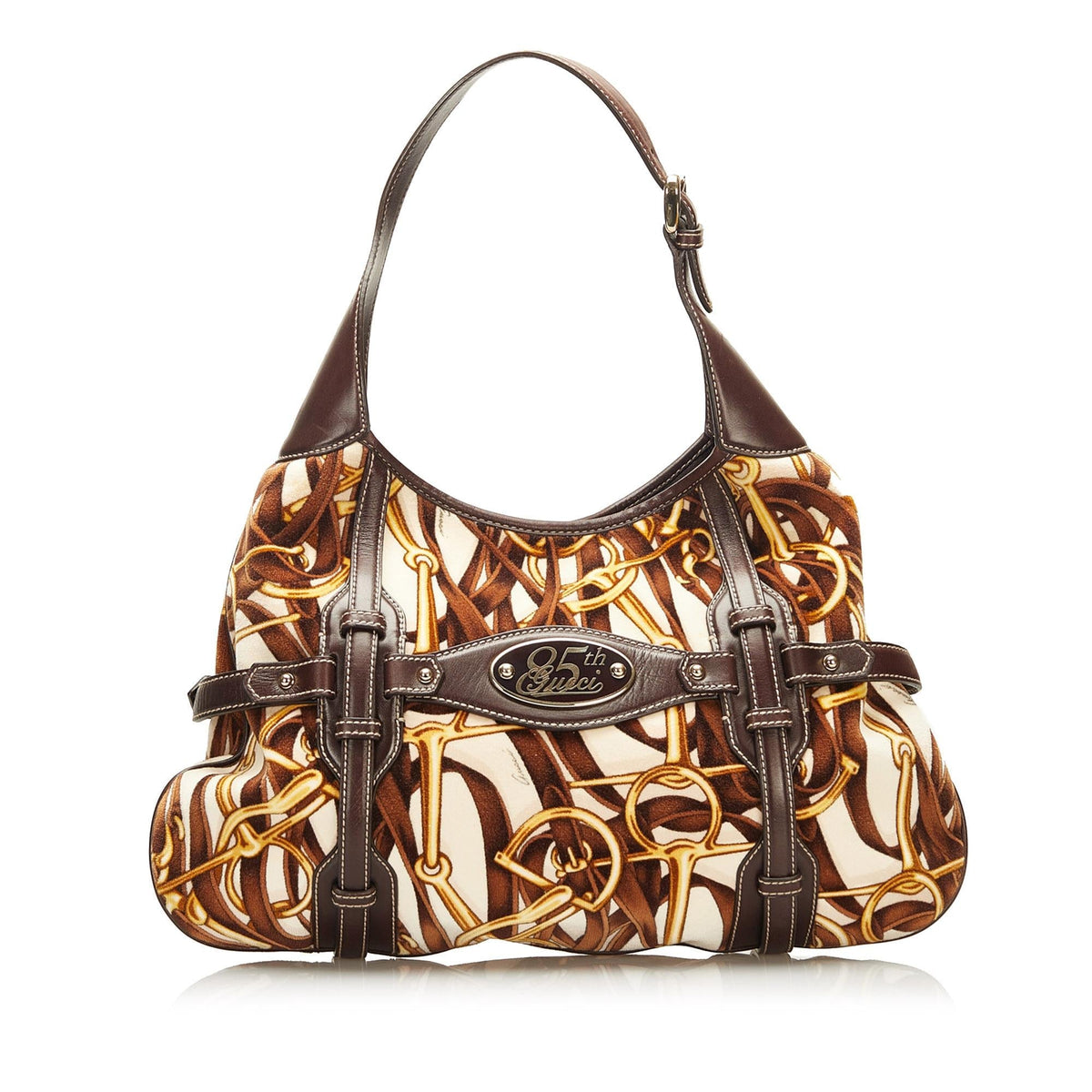 Gucci 85th Anniversary Velvet Horsebit Print Hobo Bag (SHG-35092)