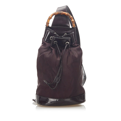 Gucci Bamboo Canvas Drawstring Backpack (SHG-32364)