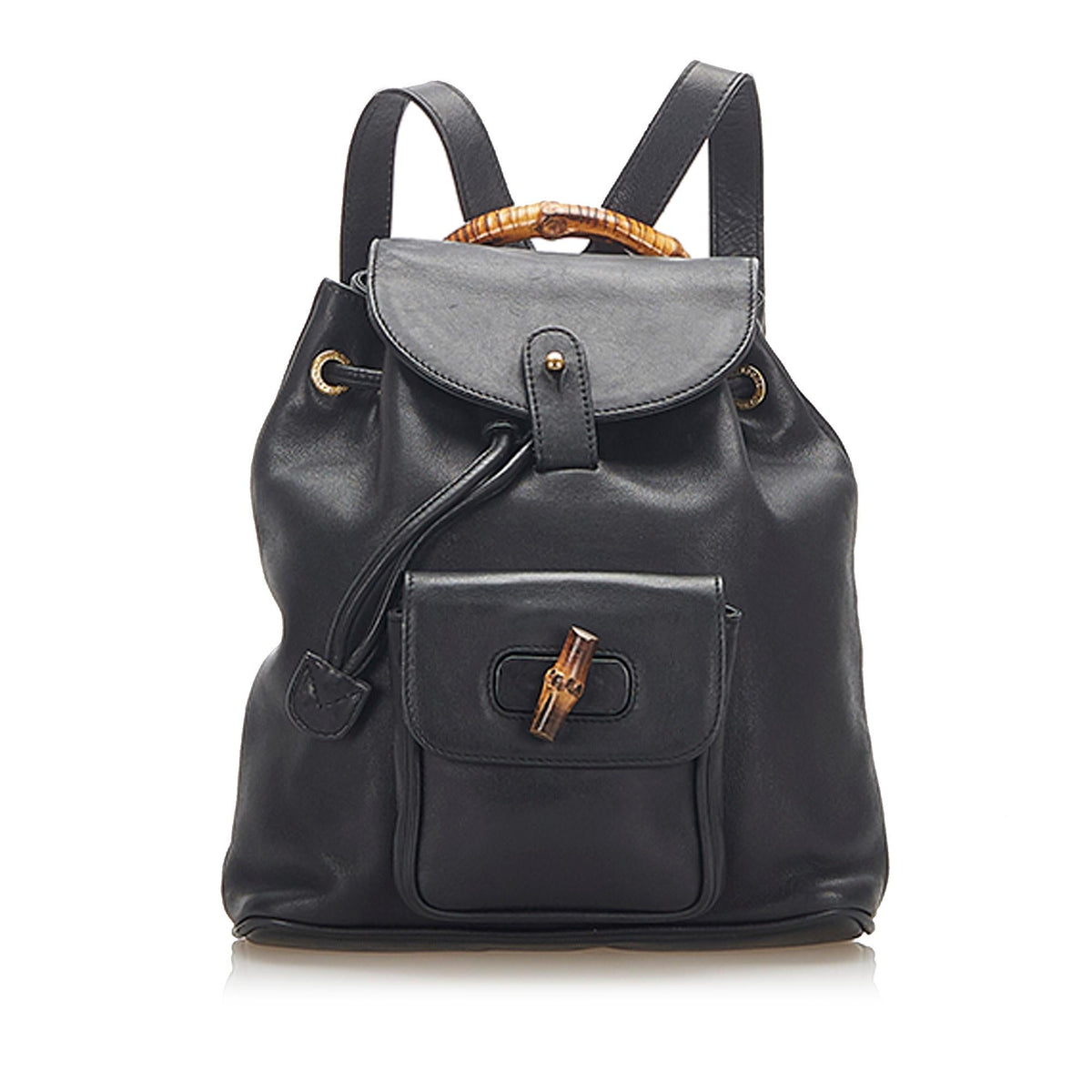 Gucci Bamboo Drawstring Leather Backpack (SHG-22299)