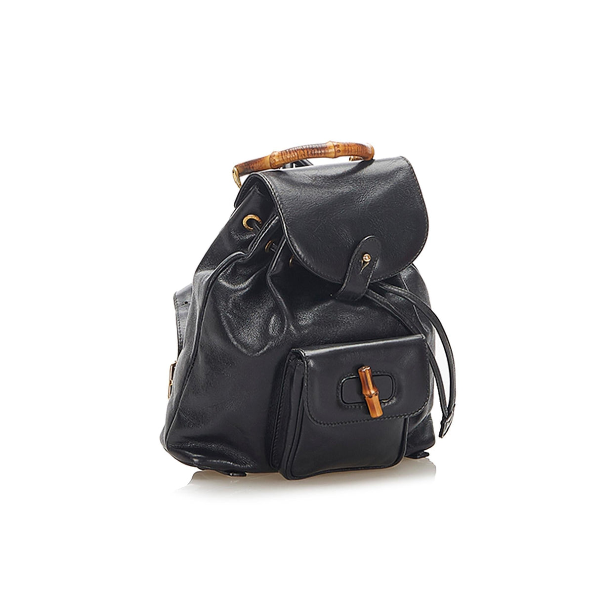 Gucci Bamboo Drawstring Leather Backpack (SHG-22300)