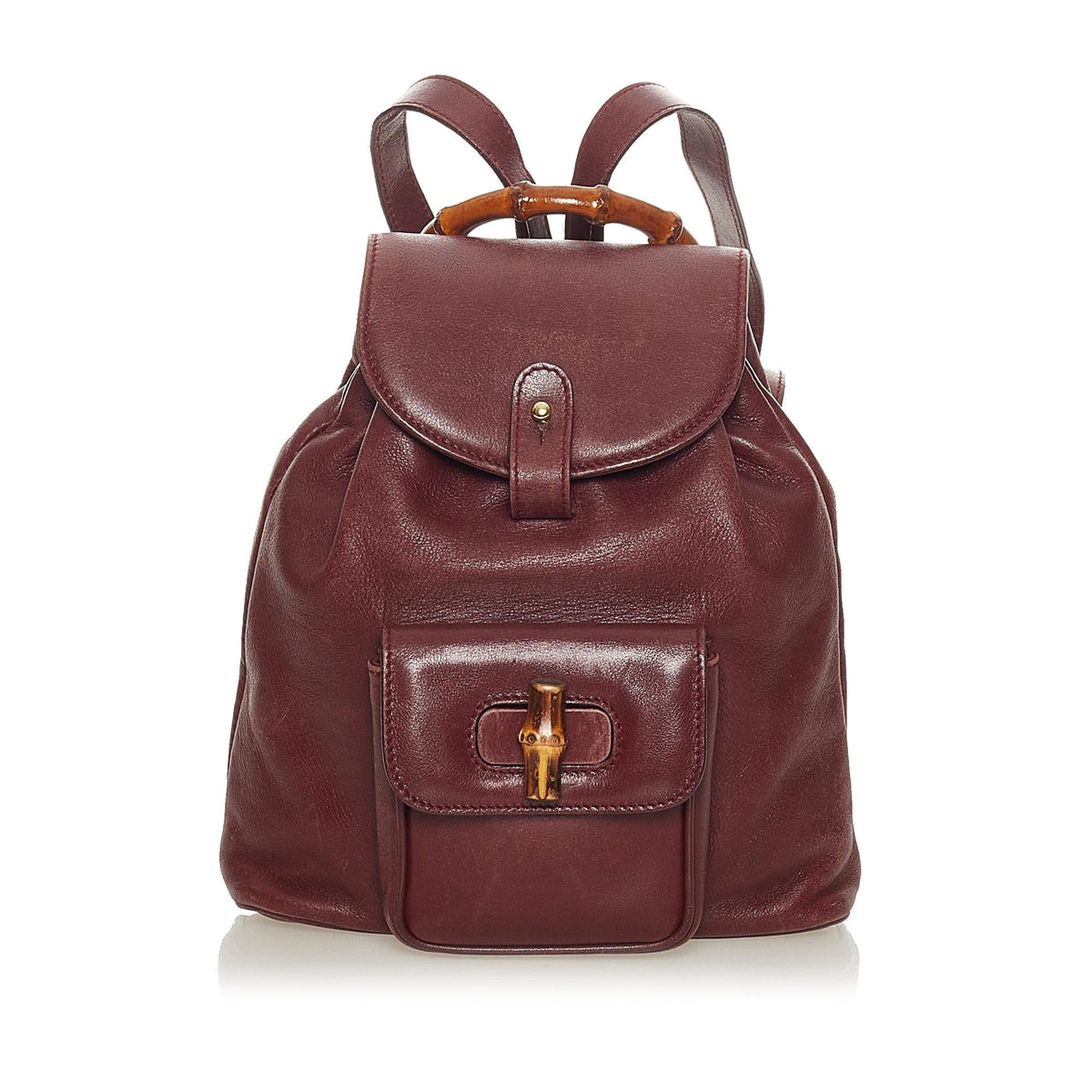Gucci Bamboo Drawstring Leather Backpack (SHG-27763)