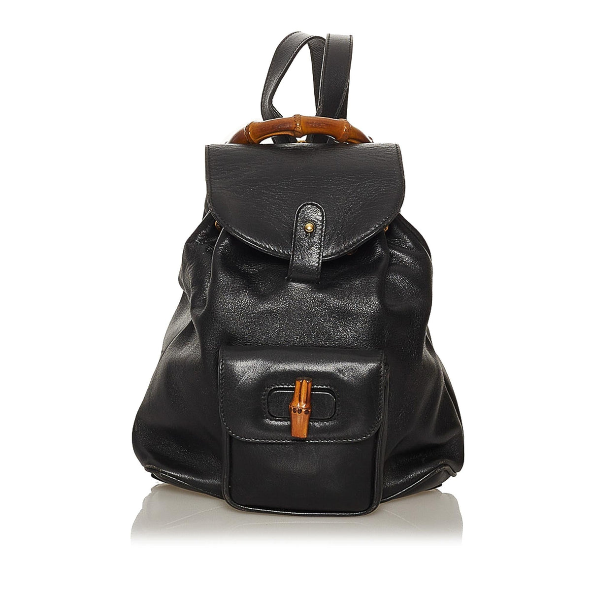 Gucci Bamboo Drawstring Leather Backpack (SHG-29292)