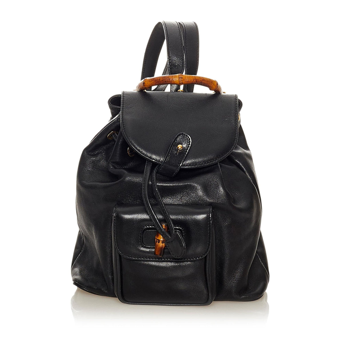 Gucci Bamboo Drawstring Leather Backpack (SHG-33985)
