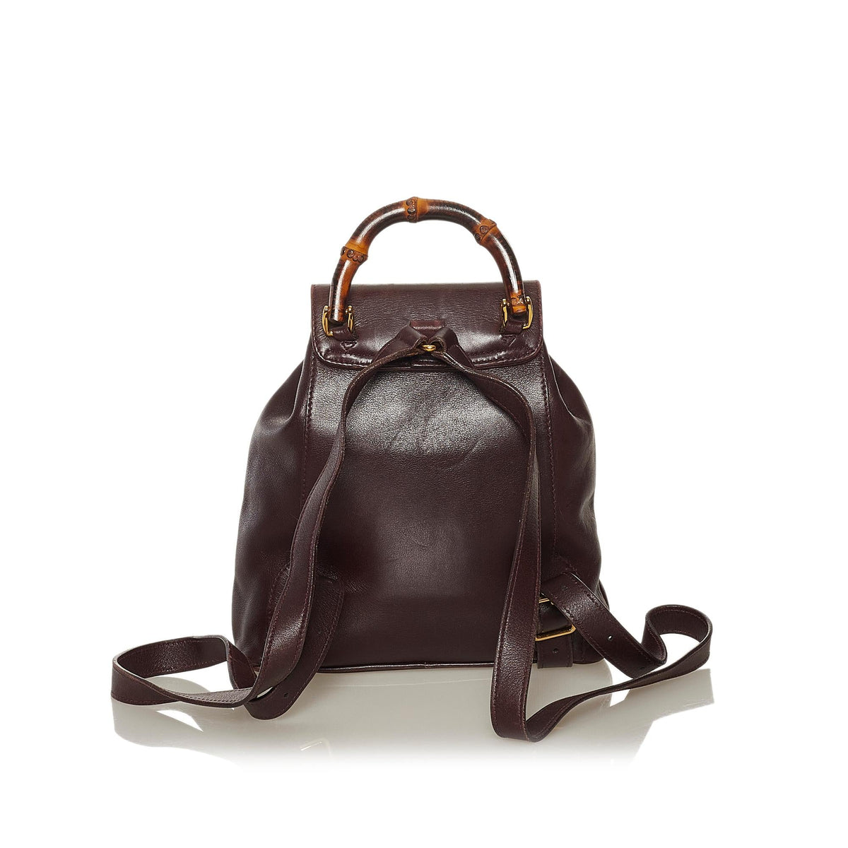 Gucci Bamboo Drawstring Leather Backpack (SHG-34969)
