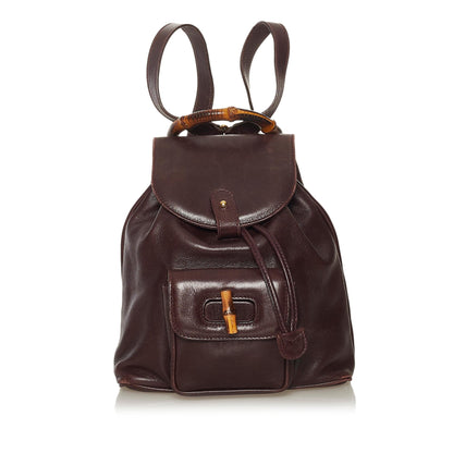 Gucci Bamboo Drawstring Leather Backpack (SHG-34969)