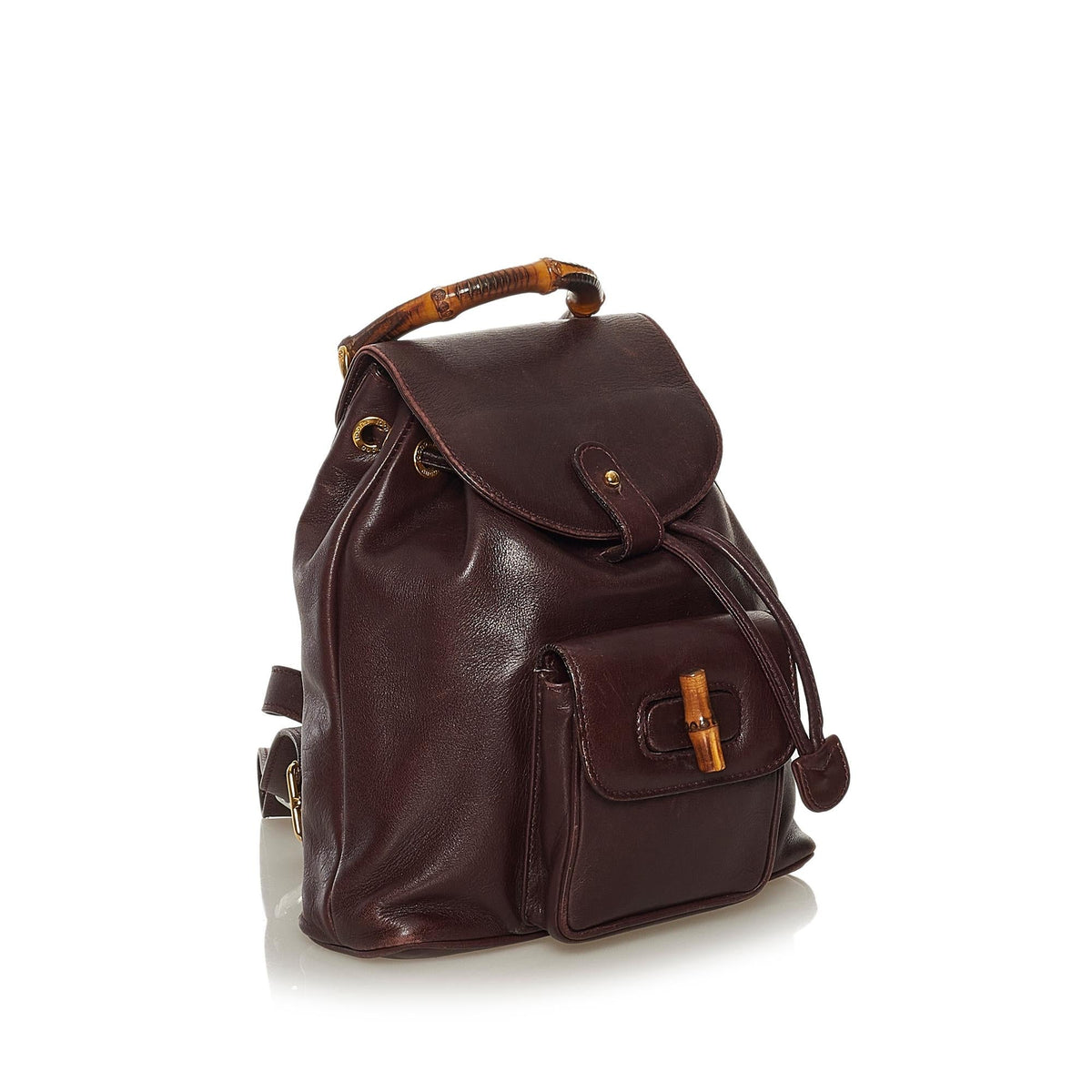 Gucci Bamboo Drawstring Leather Backpack (SHG-34969)