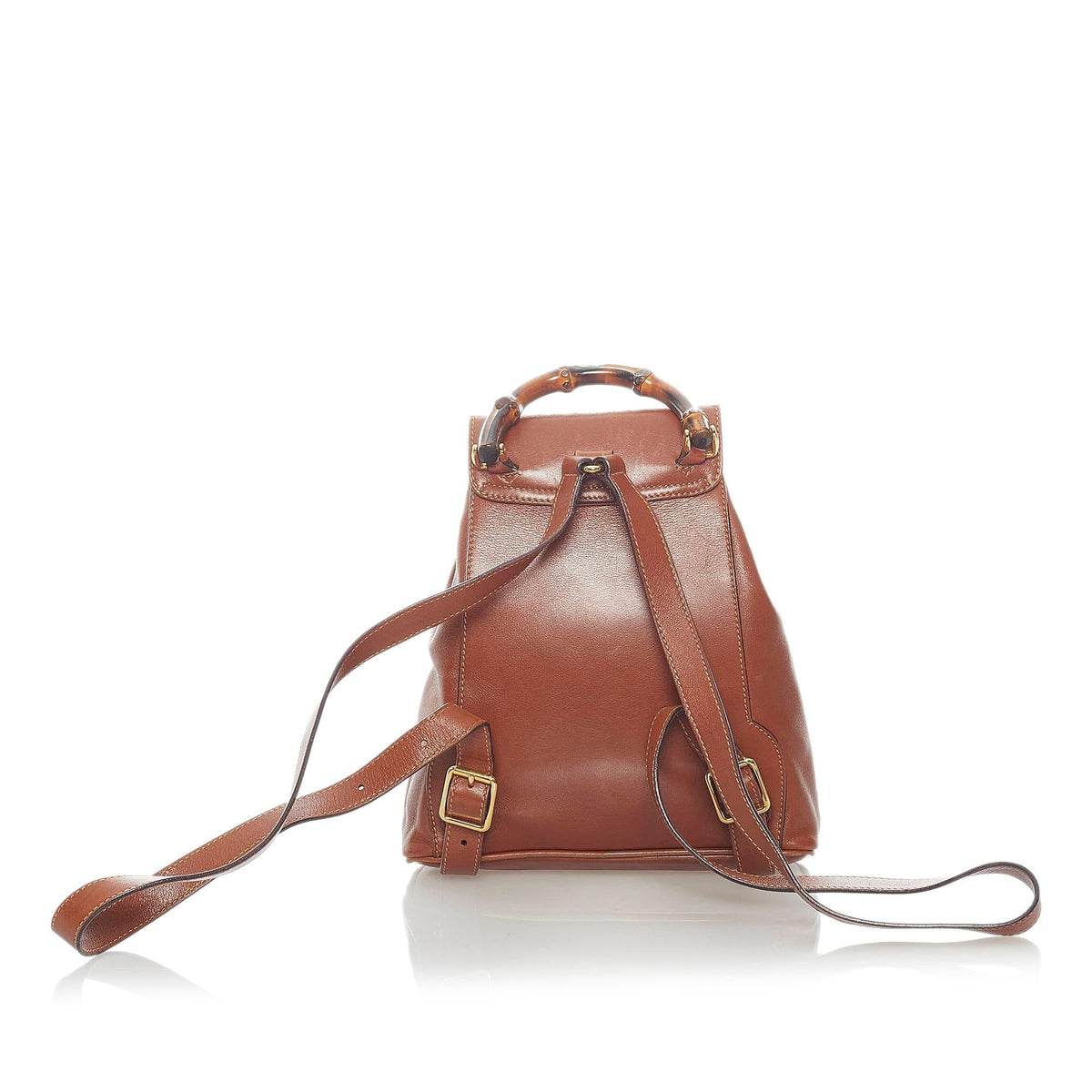 Gucci Bamboo Drawstring Leather Backpack (SHG-36155)