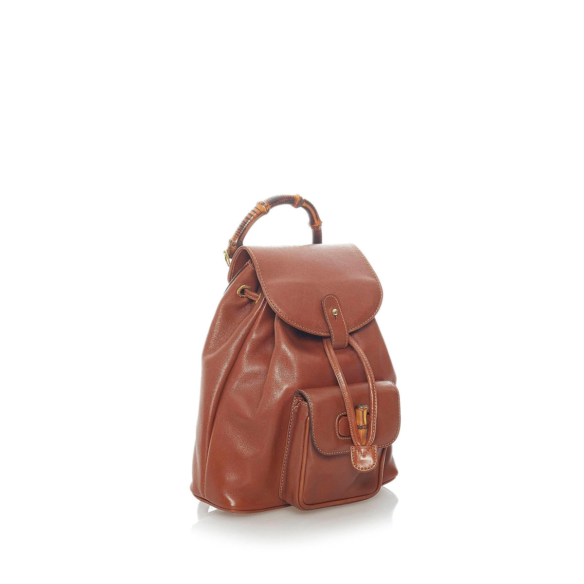 Gucci Bamboo Drawstring Leather Backpack (SHG-36155)