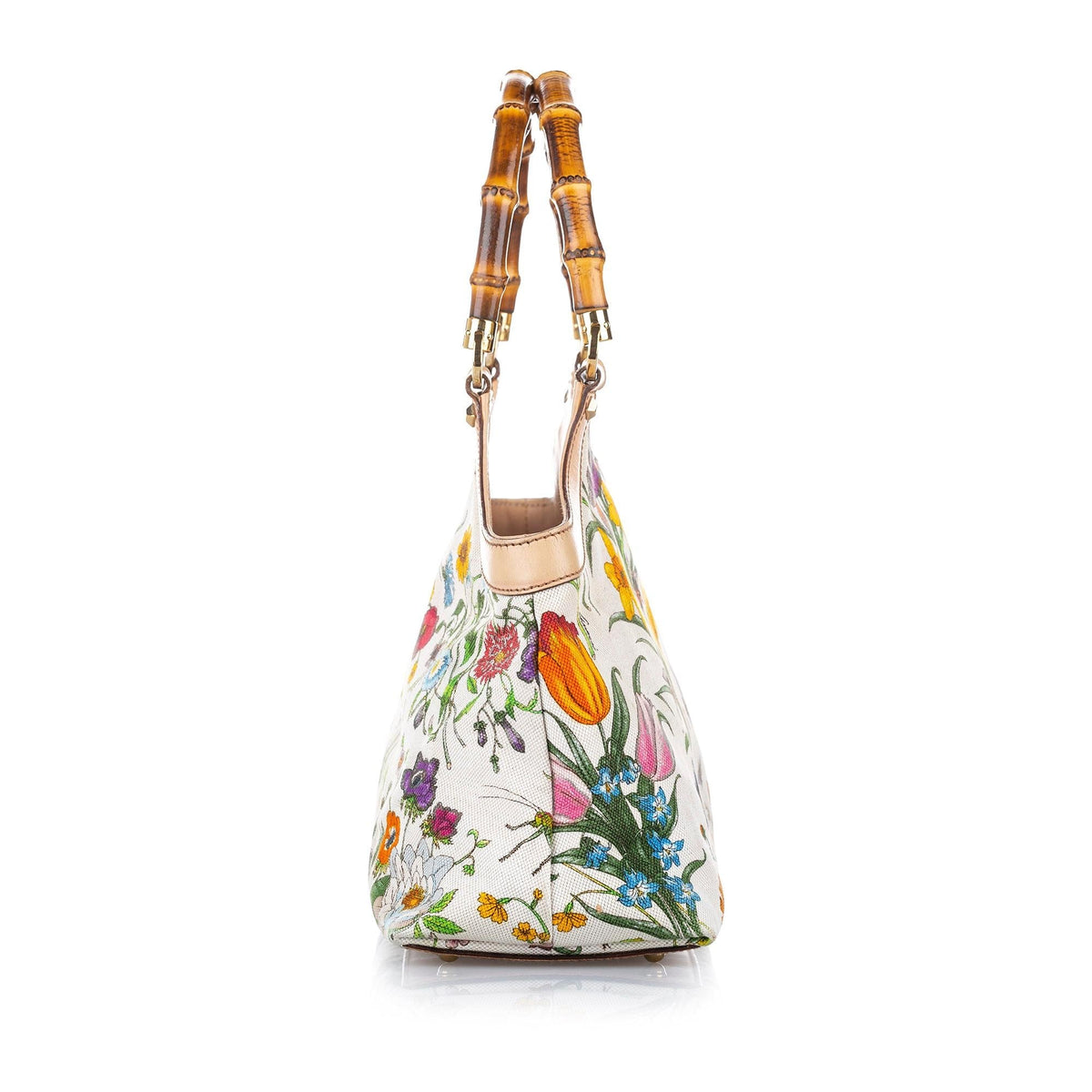 Gucci Bamboo Flora Canvas Handbag (SHG-17799)