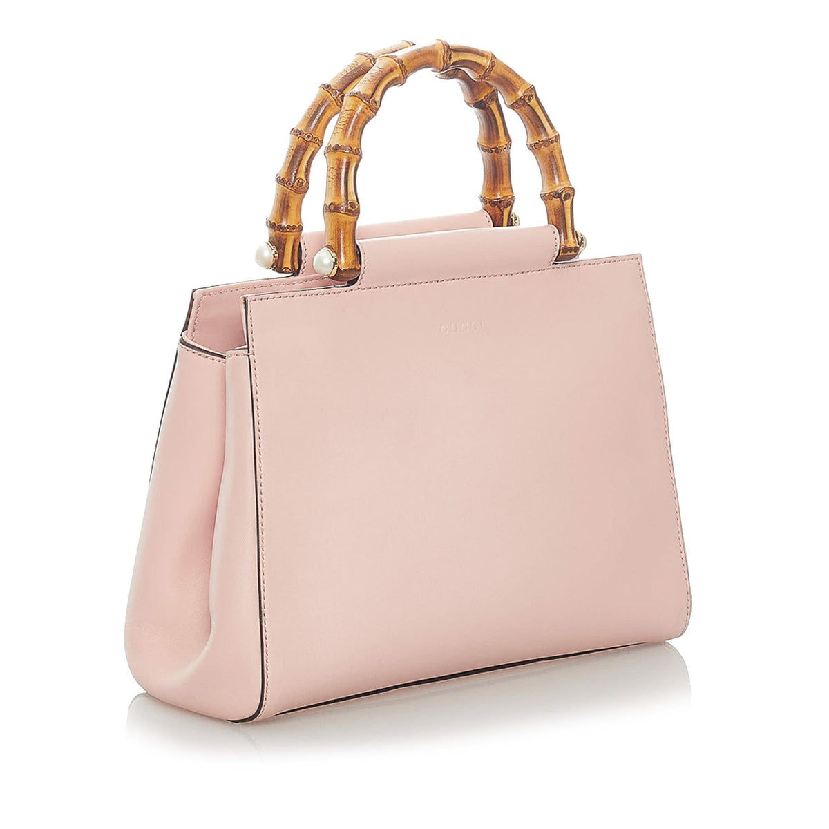 Gucci Bamboo Nymphaea Leather Satchel (SHG-32096)