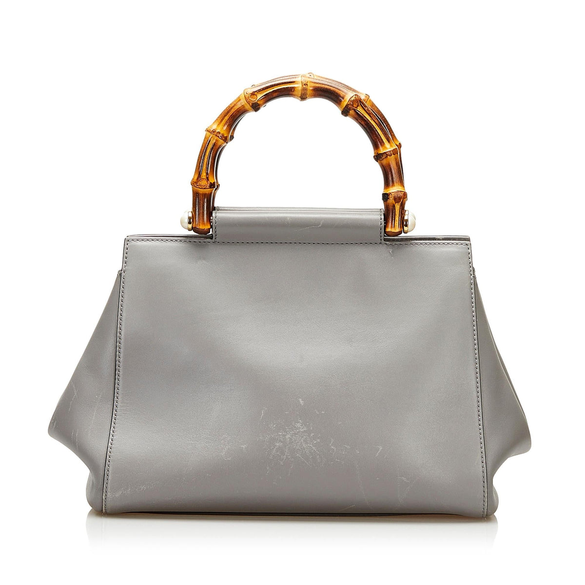 Gucci Bamboo Nymphaea Leather Satchel (SHG-35575)