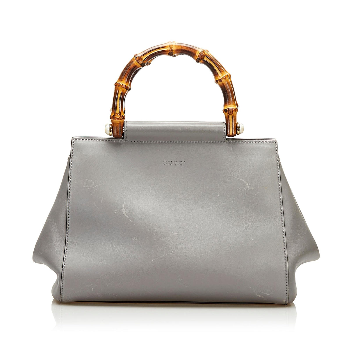 Gucci Bamboo Nymphaea Leather Satchel (SHG-35575)