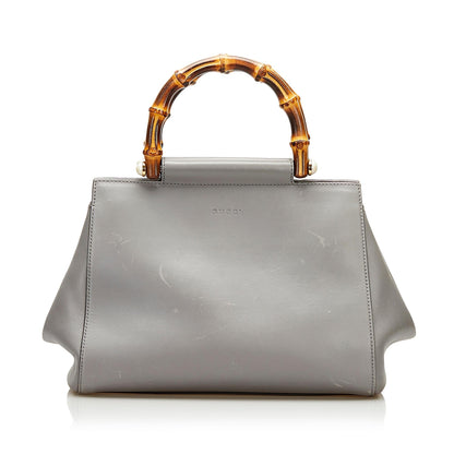 Gucci Bamboo Nymphaea Leather Satchel (SHG-35575)