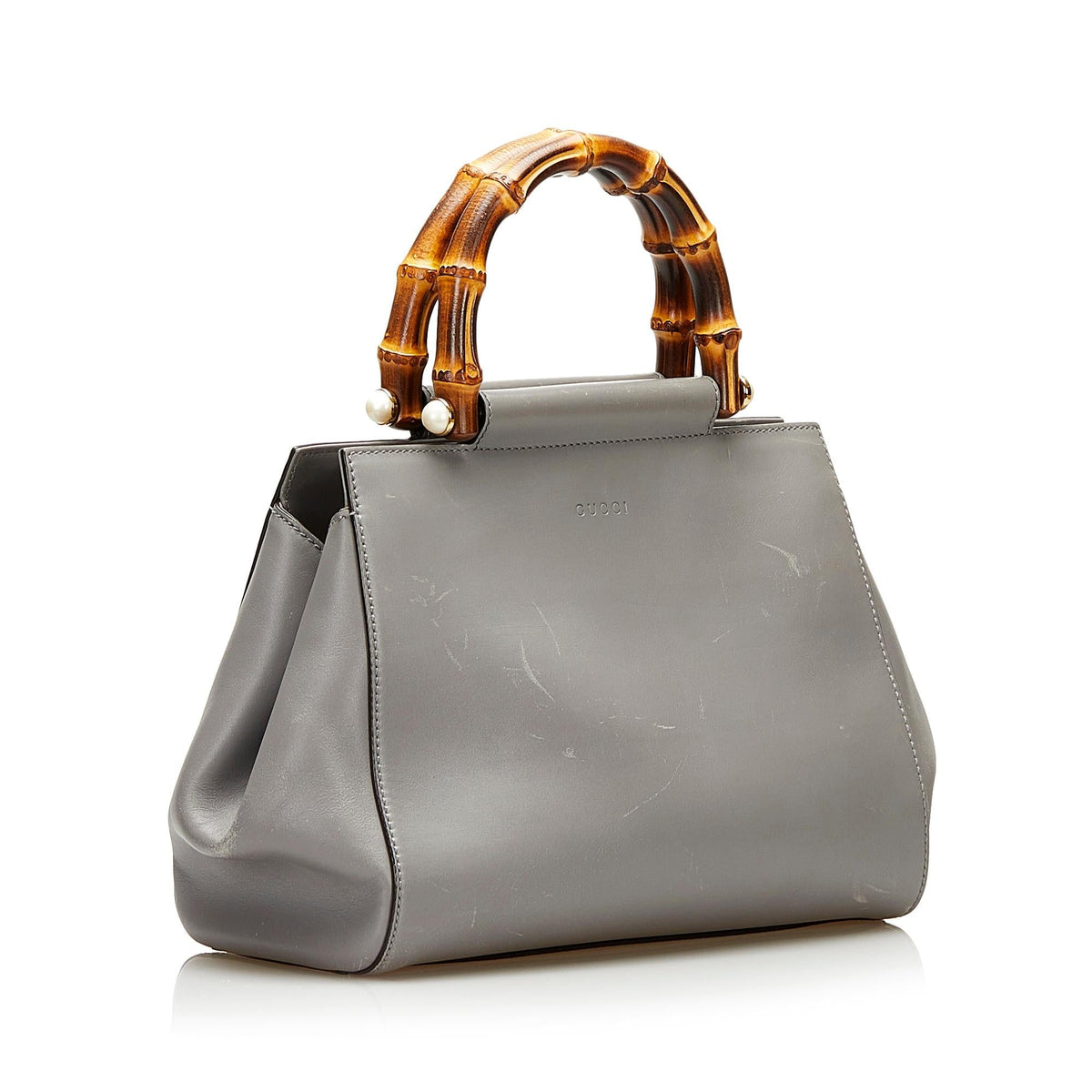 Gucci Bamboo Nymphaea Leather Satchel (SHG-35575)