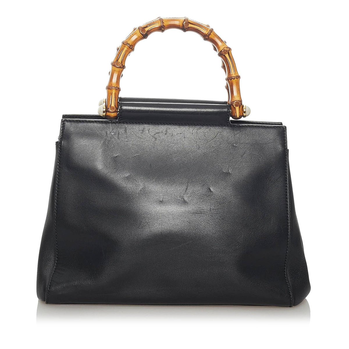 Gucci Bamboo Nymphaea Leather Satchel (SHG-37325)