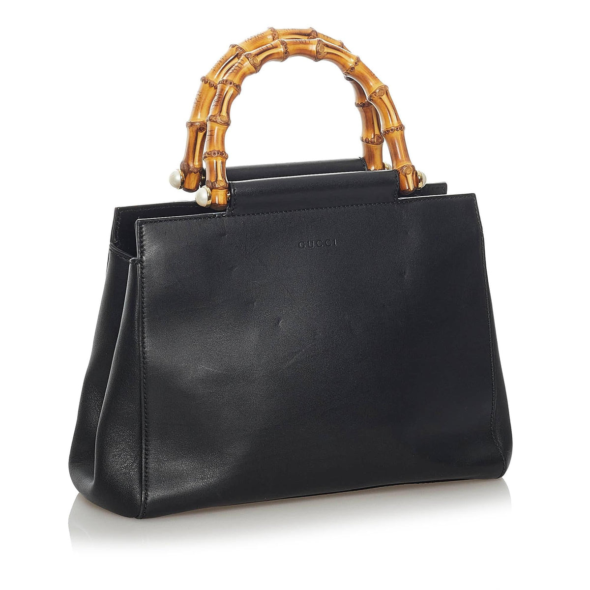 Gucci Bamboo Nymphaea Leather Satchel (SHG-37325)