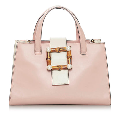 Gucci Bamboo Web Leather Satchel (SHG-29875)