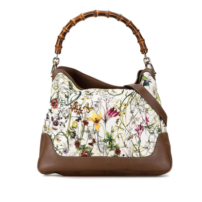 Gucci Canvas Bamboo Flora Diana Satchel (SHG-8uP6Jf)