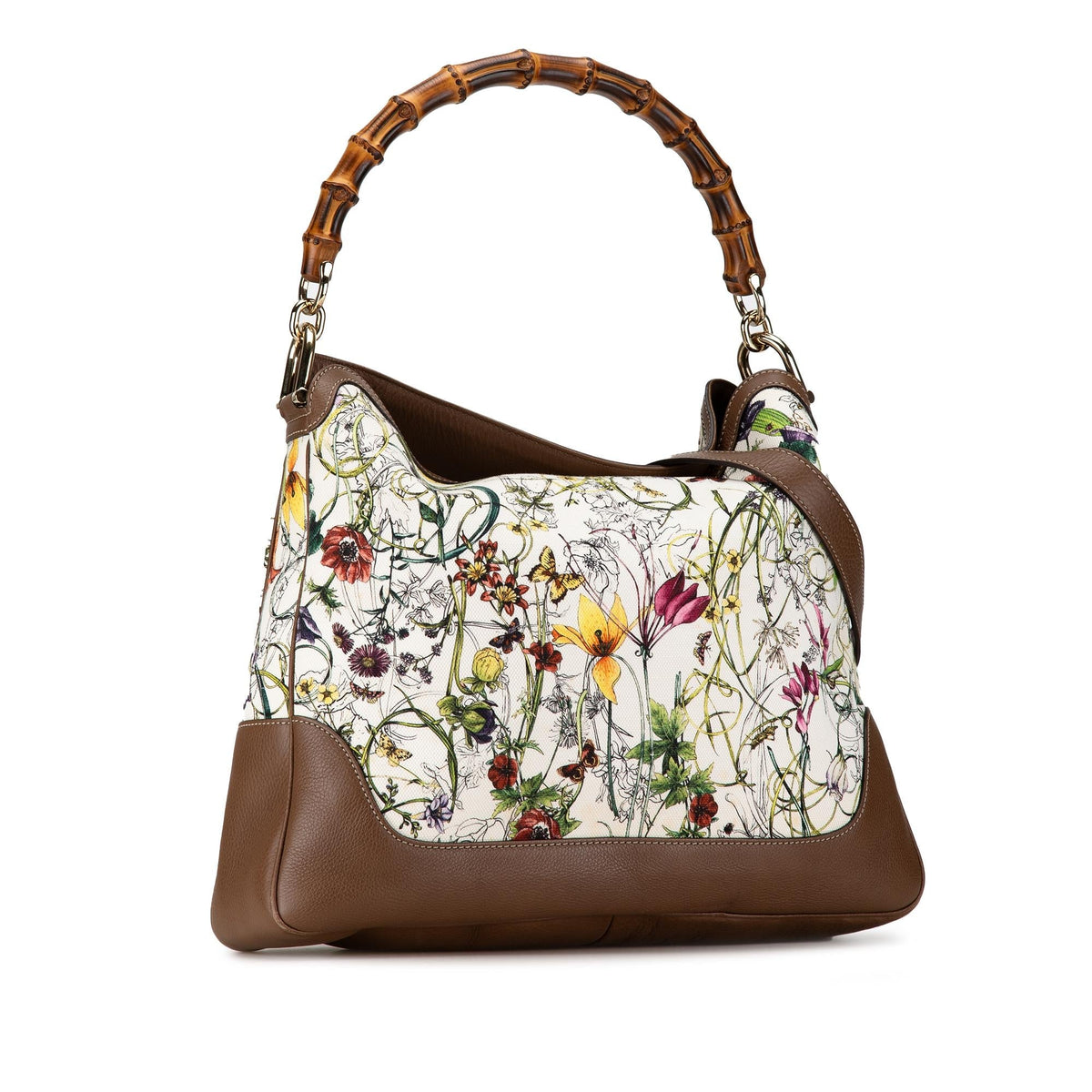 Gucci Canvas Bamboo Flora Diana Satchel (SHG-8uP6Jf)