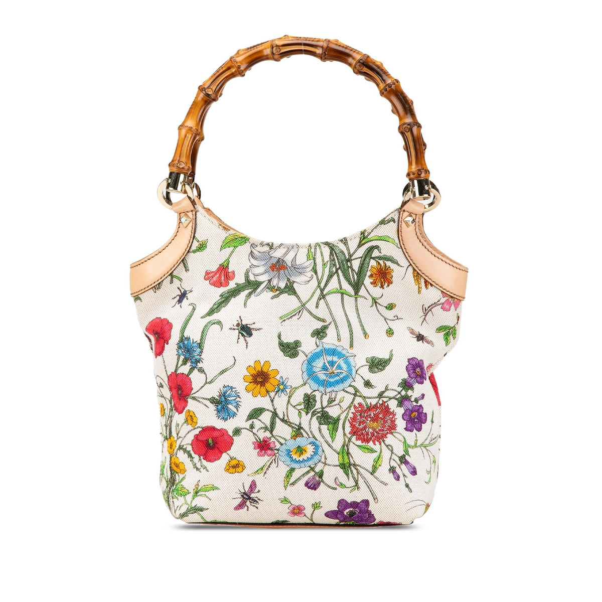 Gucci Canvas Bamboo Flora Handbag