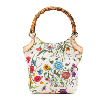 Gucci Canvas Bamboo Flora Handbag