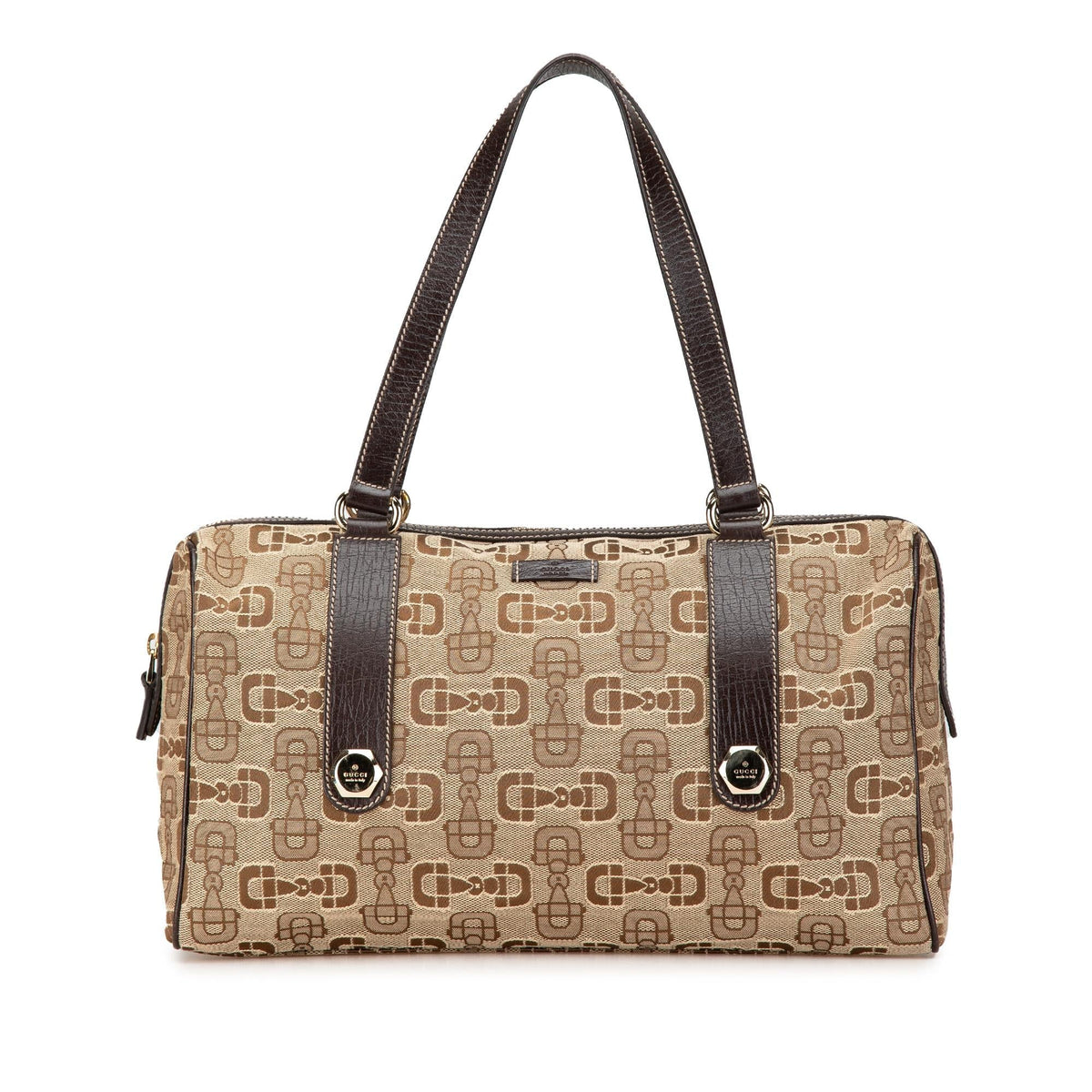 Gucci Canvas Horsebit Charmy Boston Bag