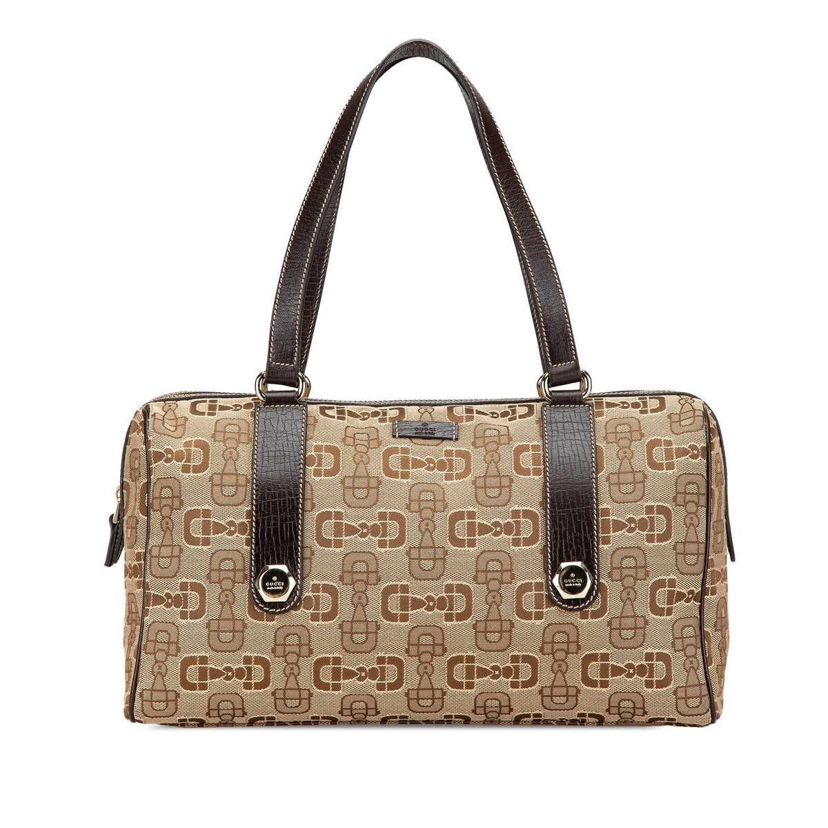 Gucci Canvas Horsebit Charmy Boston Bag