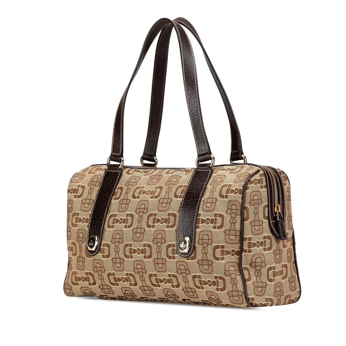 Gucci Canvas Horsebit Charmy Boston Bag