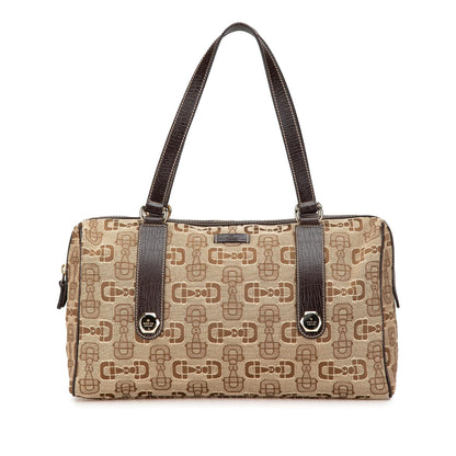 Gucci Canvas Horsebit Charmy Boston Bag