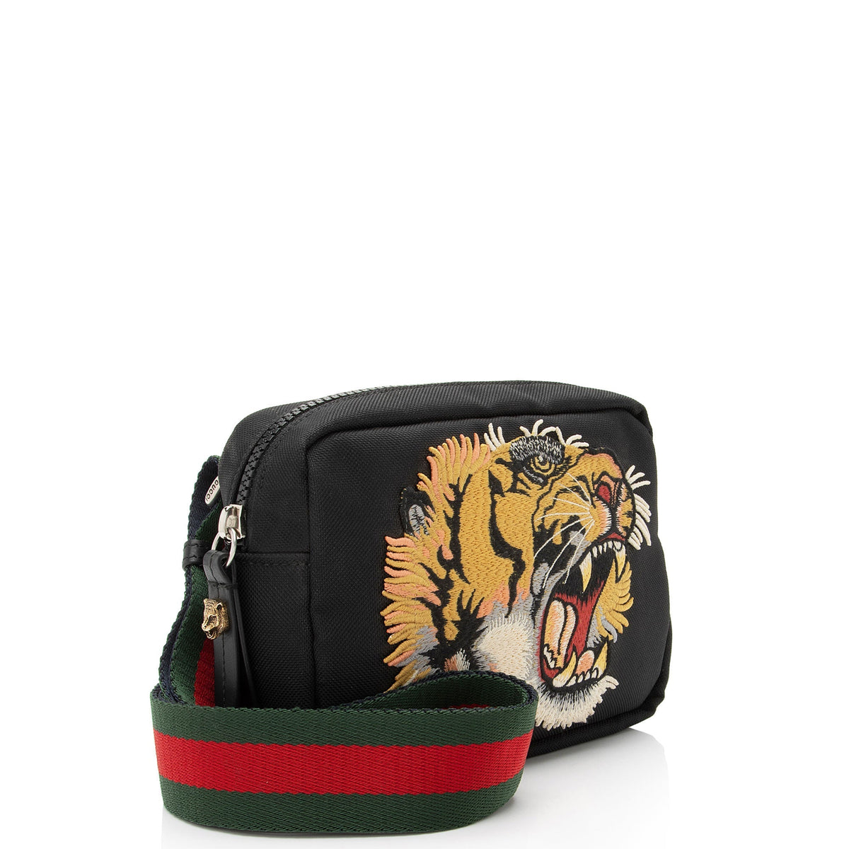 Gucci Canvas Tiger Embroidered Web Messenger
