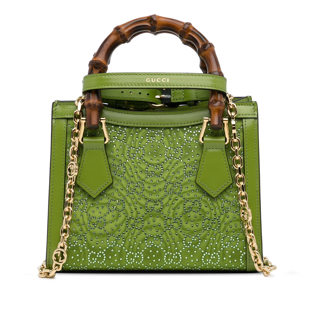 Gucci Crystal Embellished GG Canvas Mini Diana (SHG-wT7IXI)