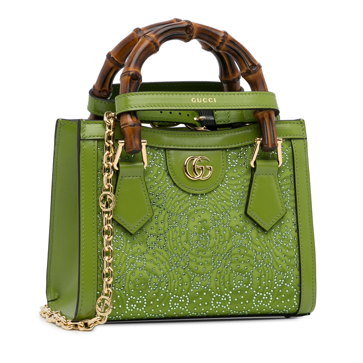 Gucci Crystal Embellished GG Canvas Mini Diana (SHG-wT7IXI)
