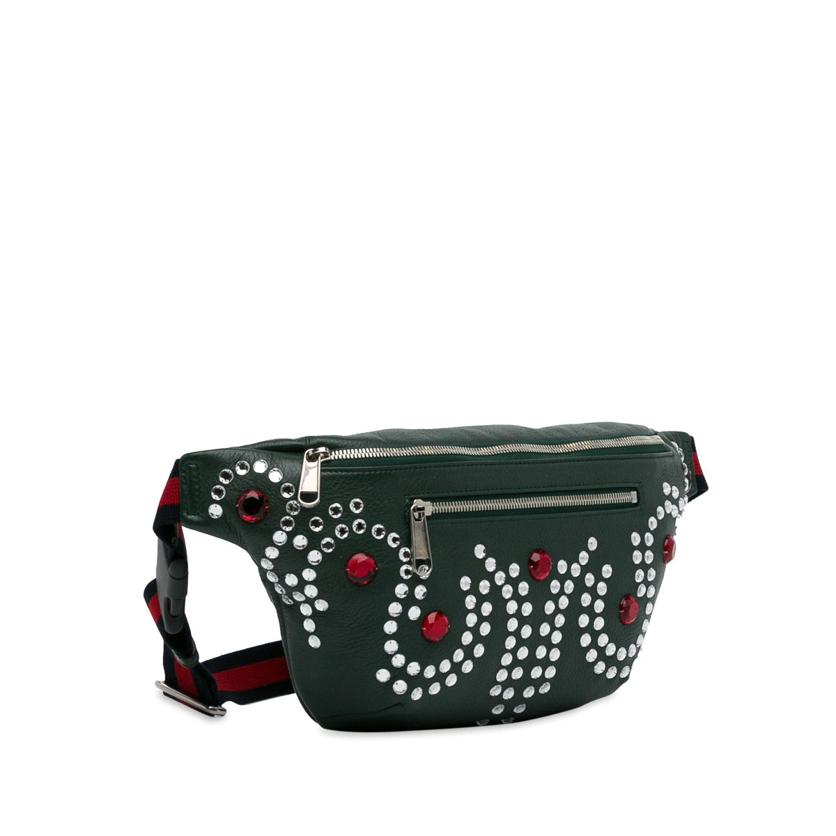 Gucci Crystal Embellished Web Belt Bag (SHG-xRoD5p)