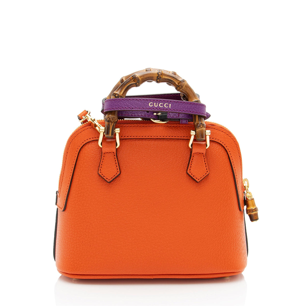 Gucci Cuir Leather Bamboo Diana Dome Mini Satchel