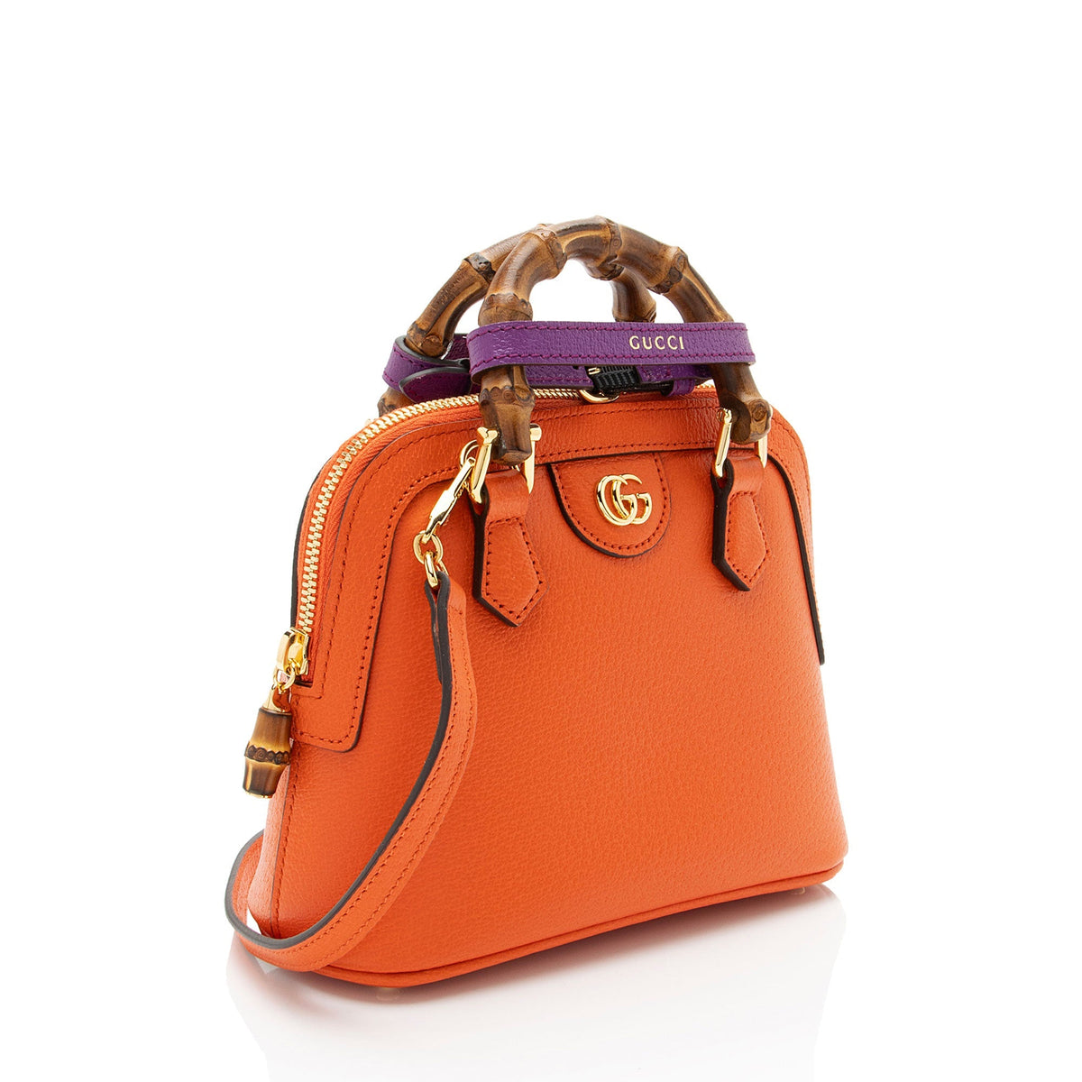 Gucci Cuir Leather Bamboo Diana Dome Mini Satchel