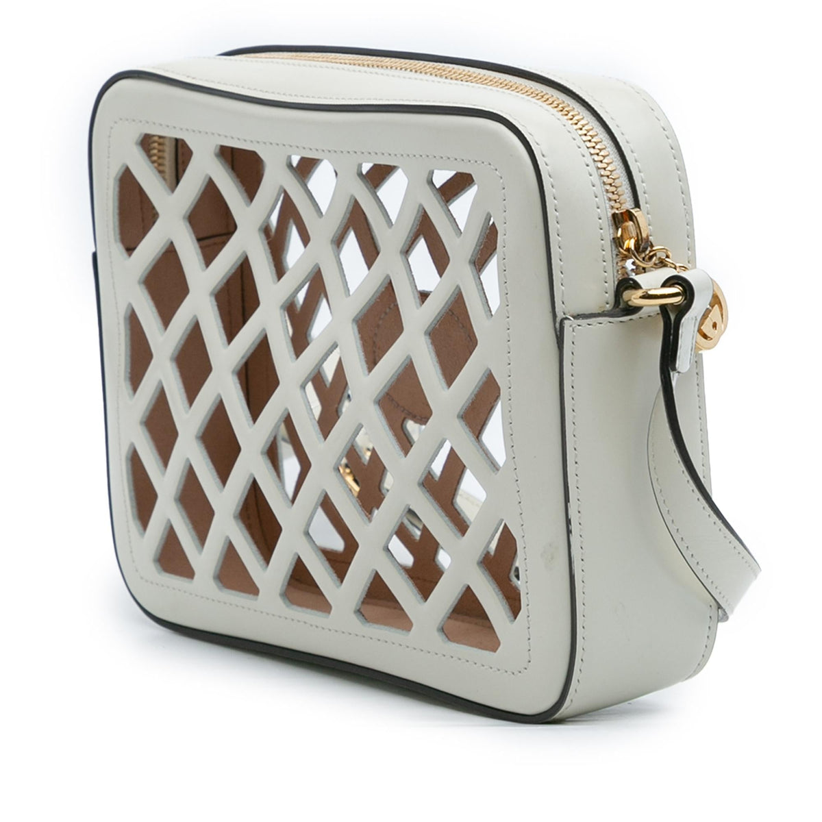 Gucci Cutout Leather and Flora Canvas Infinity Crossbody
