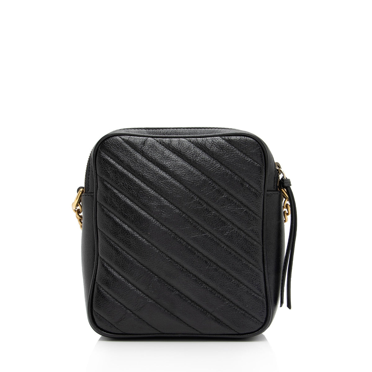 Gucci Diagonal Matelasse Leather GG Marmont Double Zip Mini Camera Bag