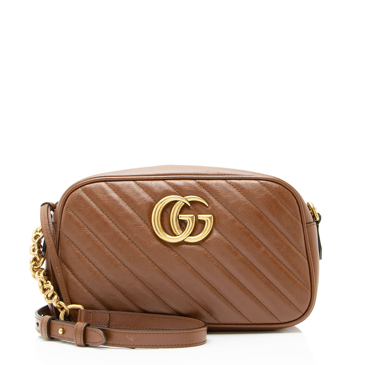 Gucci Diagonal Matelasse Leather GG Marmont Small Camera Bag