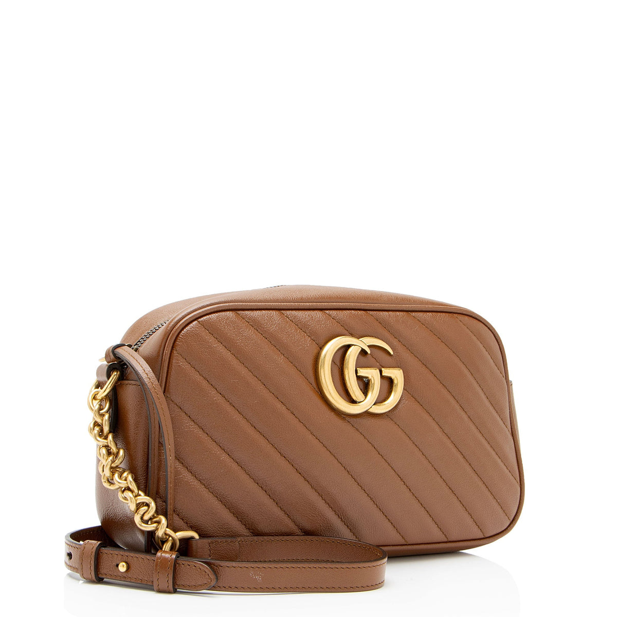Gucci Diagonal Matelasse Leather GG Marmont Small Camera Bag