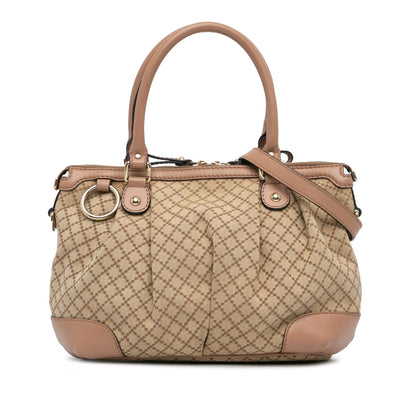 Gucci Diamante Canvas Sukey Satchel