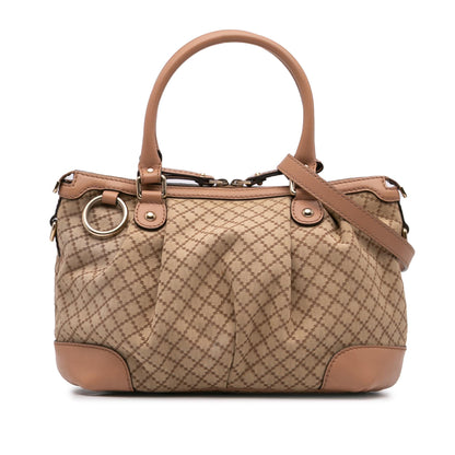 Gucci Diamante Canvas Sukey Satchel