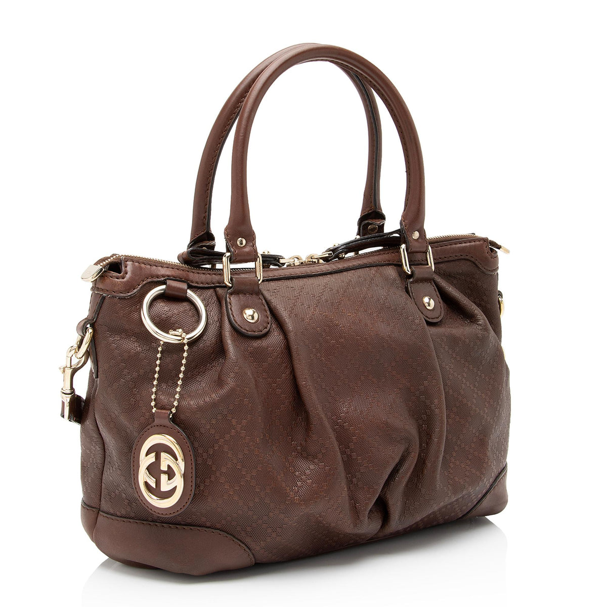 Gucci Diamante Leather Sukey Top Handle Medium Satchel (SHF-pqIl7C)