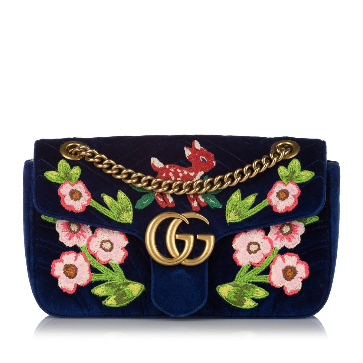 Gucci Embroidered GG Marmont Matelasse Crossbody Bag (SHG-34602)