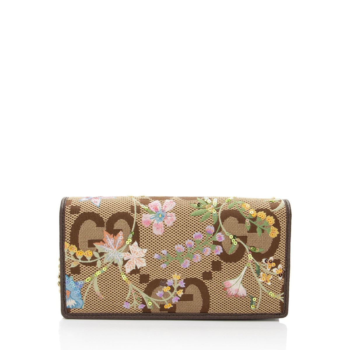 Gucci Embroidered Jumbo GG Canvas Horsebit 1955 Wallet on Chain (SHF-KtvM2R)